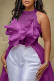 Pink Sexy Solid Patchwork With Bow Half A Turtleneck Irregular Dress Dresses
