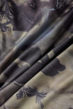 Camouflage Street Print Patchwork O Neck Tops