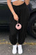 Black Casual Solid Patchwork Frenulum Fold High Waist Pencil Solid Color Bottoms