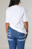 Pink Casual Patchwork Basic O Neck T-Shirts