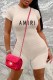 Apricot Casual Print Letter O Neck Rompers