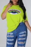 Pink Casual Patchwork Basic O Neck T-Shirts
