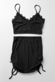 Pink Sexy Casual Solid Backless Spaghetti Strap Sleeveless Two Pieces