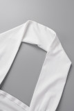 White Sexy Solid Patchwork Halter Tops