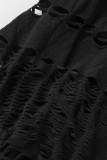 Black Sexy Solid Hollowed Out Patchwork O Neck Pencil Skirt Dresses