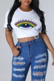 Pink Casual Patchwork Basic O Neck T-Shirts