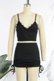 Pink Sexy Casual Solid Backless Spaghetti Strap Sleeveless Two Pieces