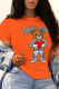 Orange Casual Daily Print Patchwork O Neck T-Shirts