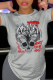 Grey Casual Daily Print Patchwork O Neck T-Shirts