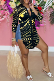 Colour Casual Work Not Positioning Printed Buckle Asymmetrical Turndown Collar High Waist Tops