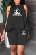 Black Casual Print Letter O Neck Sleeveless Two Pieces