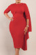 Red Elegant Solid Patchwork Flounce O Neck One Step Skirt Dresses
