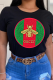 Black Casual Street Print Patchwork O Neck T-Shirts