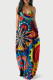 Colour Casual Street Print U Neck Lantern Skirt Dresses