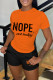 Orange Casual Letter Print Basic O Neck Short Sleeve Two Pieces