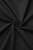 Black Street Print Letter U Neck One Step Skirt Dresses