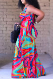 Multi-color Casual Street Print Spaghetti Strap Loose Jumpsuits