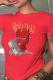 Red Casual Street Print Patchwork O Neck T-Shirts