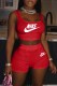 Red Street Print Letter U Neck Sleeveless Two Pieces
