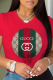 Red Casual Street Print Patchwork O Neck T-Shirts