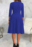 Yellow Casual Solid Patchwork Buttons O Neck A Line Dresses