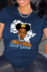 Navy Blue Casual Daily Print Patchwork O Neck T-Shirts