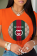 Orange Casual Street Print Patchwork O Neck T-Shirts