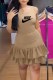 Khaki Casual Print Bandage O Neck Cake Skirt Dresses