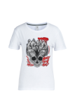 Red Casual Daily Print Patchwork O Neck T-Shirts