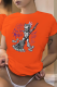 Orange Casual Vintage Print Patchwork O Neck T-Shirts