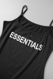 Black Street Print Letter U Neck One Step Skirt Dresses