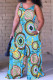 Lake Green Casual Street Print Spaghetti Strap Loose Jumpsuits