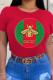 Red Casual Street Print Patchwork O Neck T-Shirts