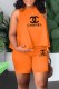 Orange Casual Print Letter O Neck Sleeveless Two Pieces