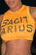 Yellow Casual Street Letter Printing O Neck High Waist Tops