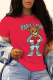 Red Casual Daily Print Patchwork O Neck T-Shirts