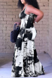 Multi-color Casual Street Print Spaghetti Strap Loose Jumpsuits