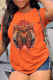 Orange Casual Street Print Patchwork O Neck T-Shirts