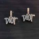 Silver White Street Letter Rhinestone Earrings