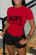 Red Casual Letter Print Basic O Neck Short Sleeve Two Pieces