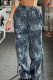 Dark Gray Street Print Bandage Patchwork Straight Straight Full Print Bottoms