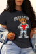 Black Casual Daily Print Patchwork O Neck T-Shirts