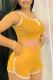 Yellow Sportswear Solid Patchwork U Neck Sleeveless Two Pieces