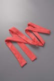 Watermelon Red Elegant Solid Patchwork Turndown Collar One Step Skirt Dresses