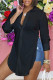 Black Casual Work Not Positioning Printed Buckle Asymmetrical Turndown Collar High Waist Tops
