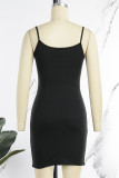 Black Street Print Letter U Neck One Step Skirt Dresses