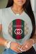 Grey Casual Street Print Patchwork O Neck T-Shirts
