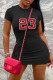 Black Casual Print Basic O Neck Short Sleeve Dress