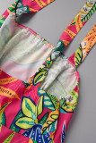 Green Casual Vacation Floral Bandage Spaghetti Strap Printed Dress Dresses