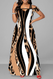 Leopard Print Sexy Print Leopard Patchwork Off the Shoulder Straight Dresses